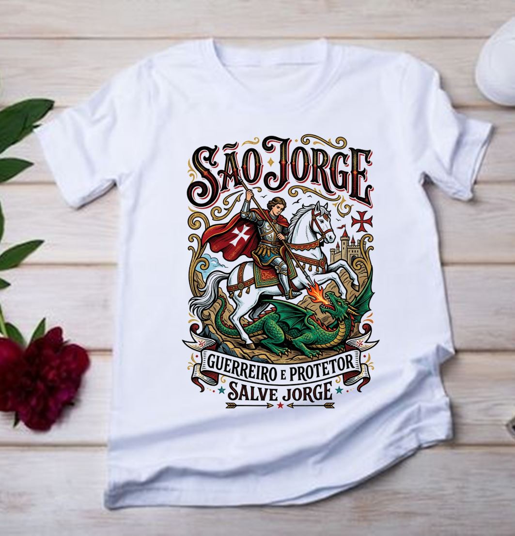 Camiseta São Jorge Salve Jorge Guerreiro e Protetor