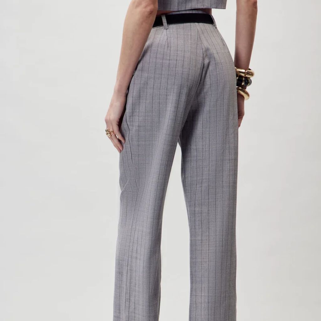 Calça Feminina Wide Leg Flor de Lis / Cinza Grafite