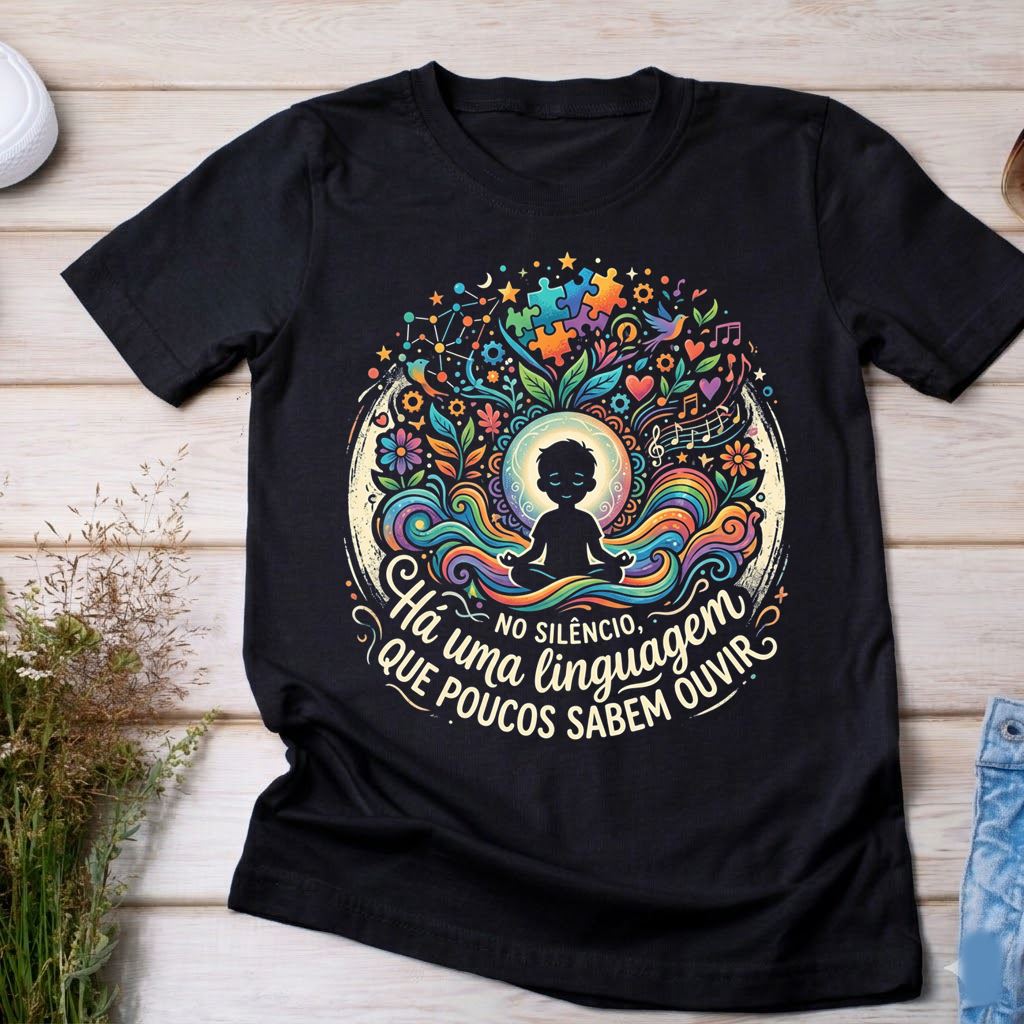 Camiseta Autismo No Silêncio Há uma Linguagem - 100% Algodão