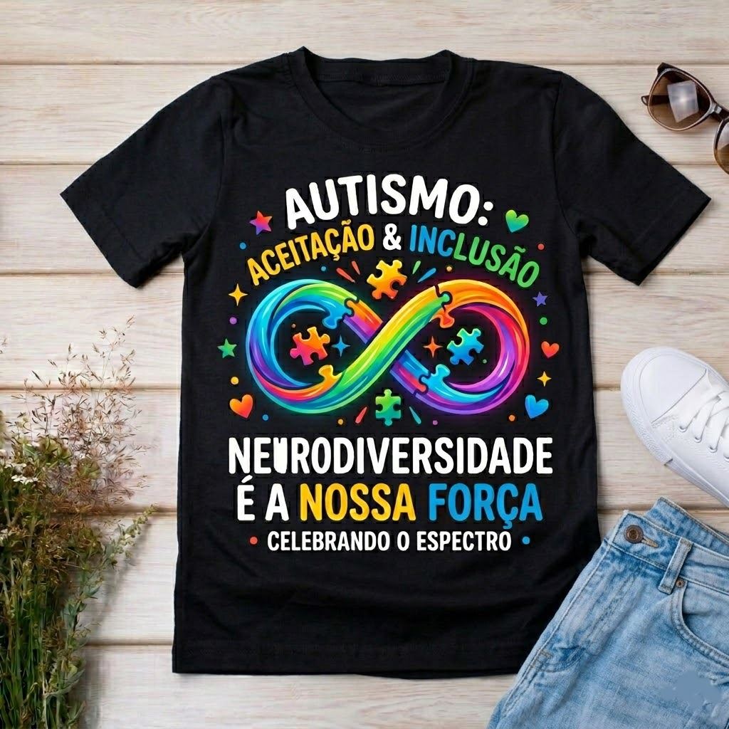 Camiseta Autismo Neurodiversidade é a Nossa Força  - 100% Algodão