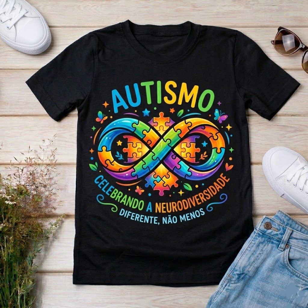 Camiseta Autismo Celebrando a Neurodiversidade - 100% Algodão