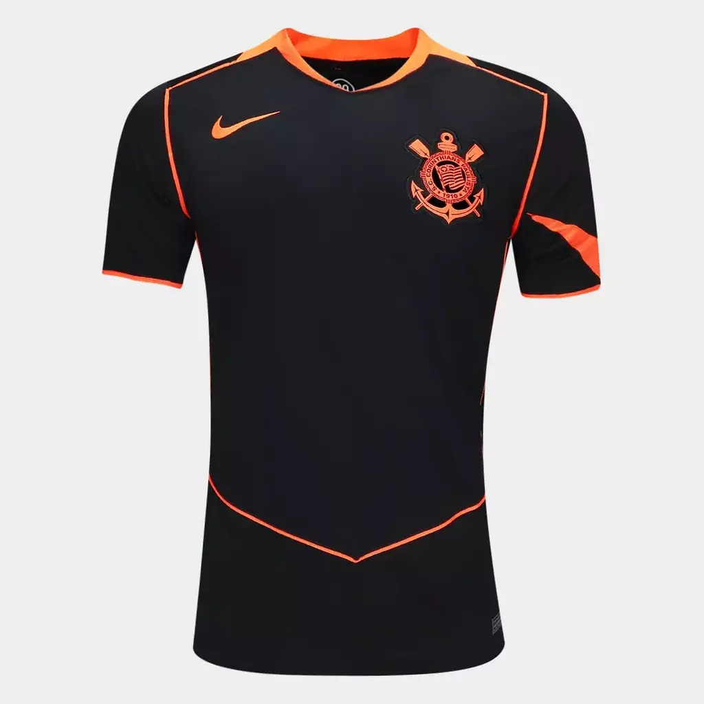 Camisa Corinthians III Nike Preta e Laranja 25/26 TOTAL 90 - Torcedor