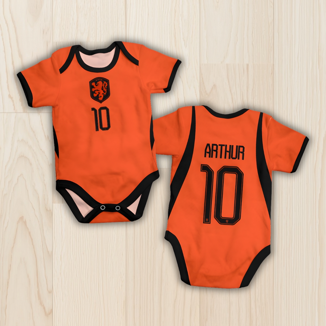 Body de bebê - Seleção da Holanda - Titular - Personalizado com nome e número