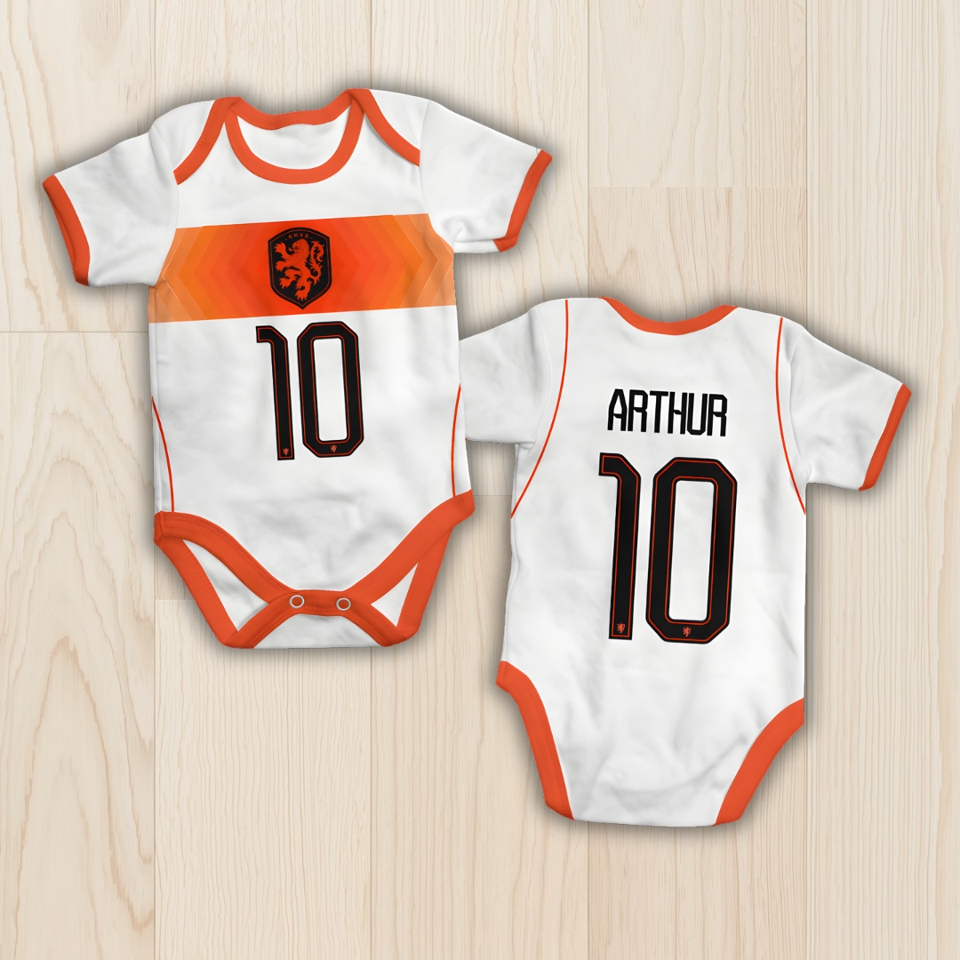 Body de bebê - Seleção da Holanda - Reserva - Personalizado com nome e número