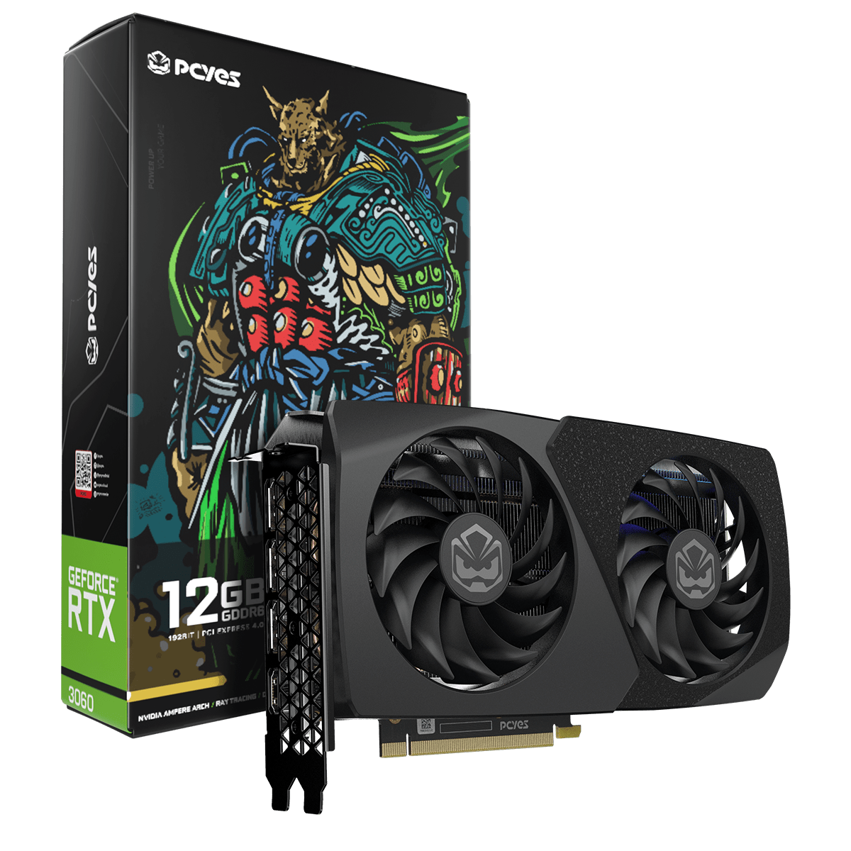 placa de video Gpu Nvidia Geforce Rtx 3060 12Gb Gddr6 192 Bit Graffiti Projeto Edge - Pvrtx3060Bl2F