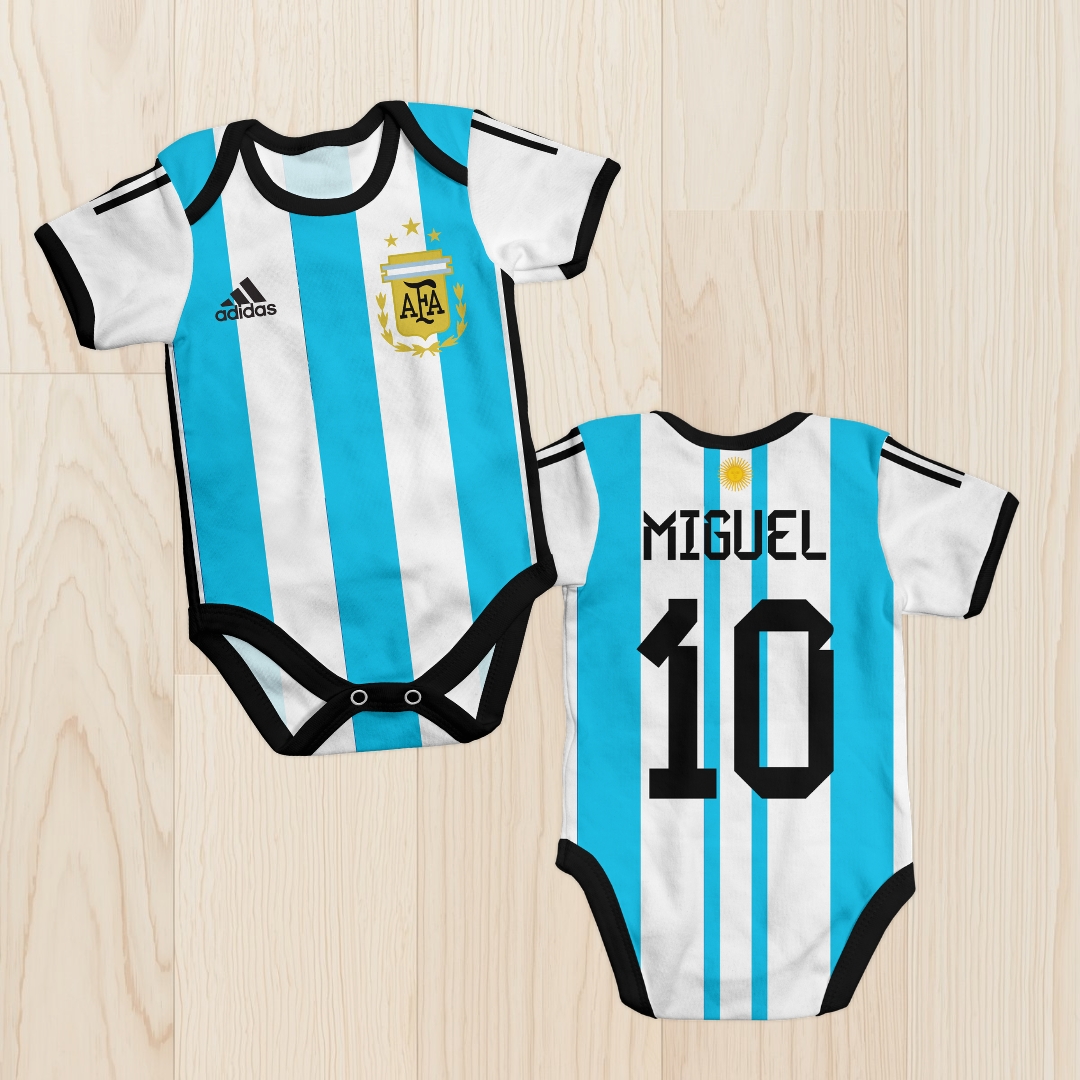 Body de bebê - Seleção da Argentina - Personalizado com nome e número