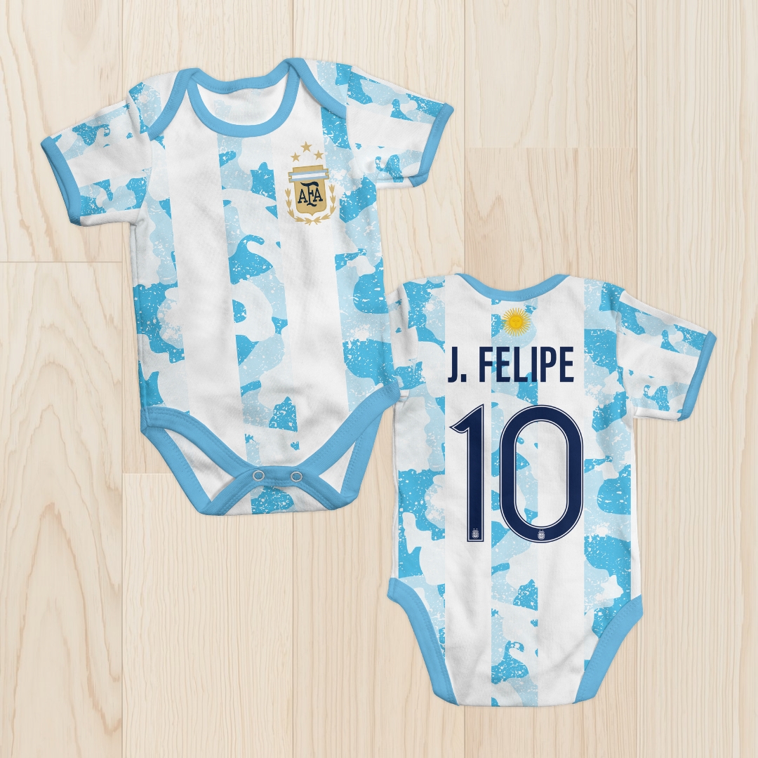 Body de bebê - Seleção da Argentina 2021 - Personalizado com nome e número