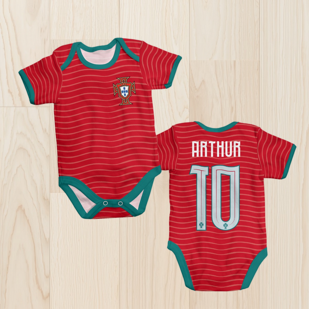 Body de bebê - Seleção de Portugal - Personalizado com nome e número
