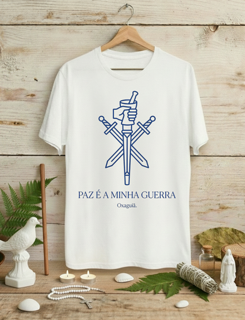 Camiseta Oxaguiã Paz é a Minha Guerra Minimalista - Algodão 100% Premium
