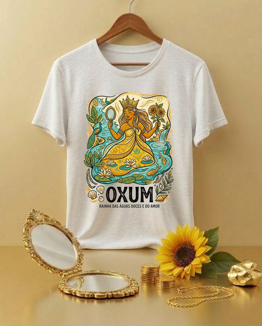 Camiseta Oxum Rainha das Águas Doces e do Amor - Algodão 100% Premium