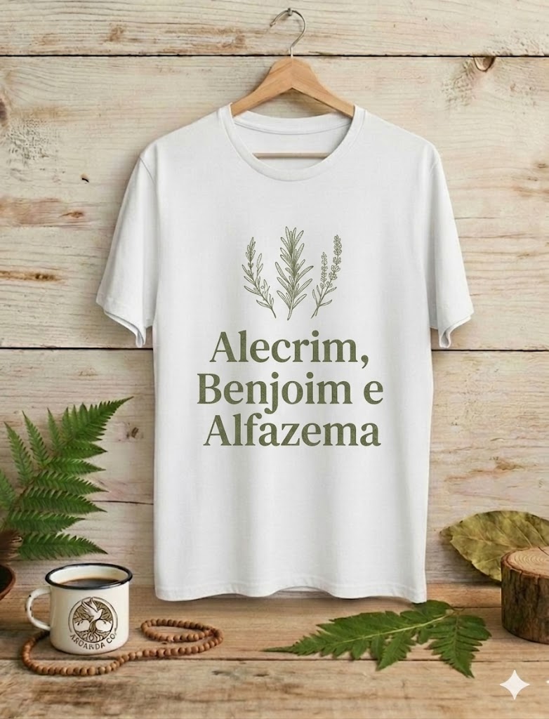 Camiseta Alecrim Benjoim e Alfazema Ervas Sagradas - Algodão 100% Premium