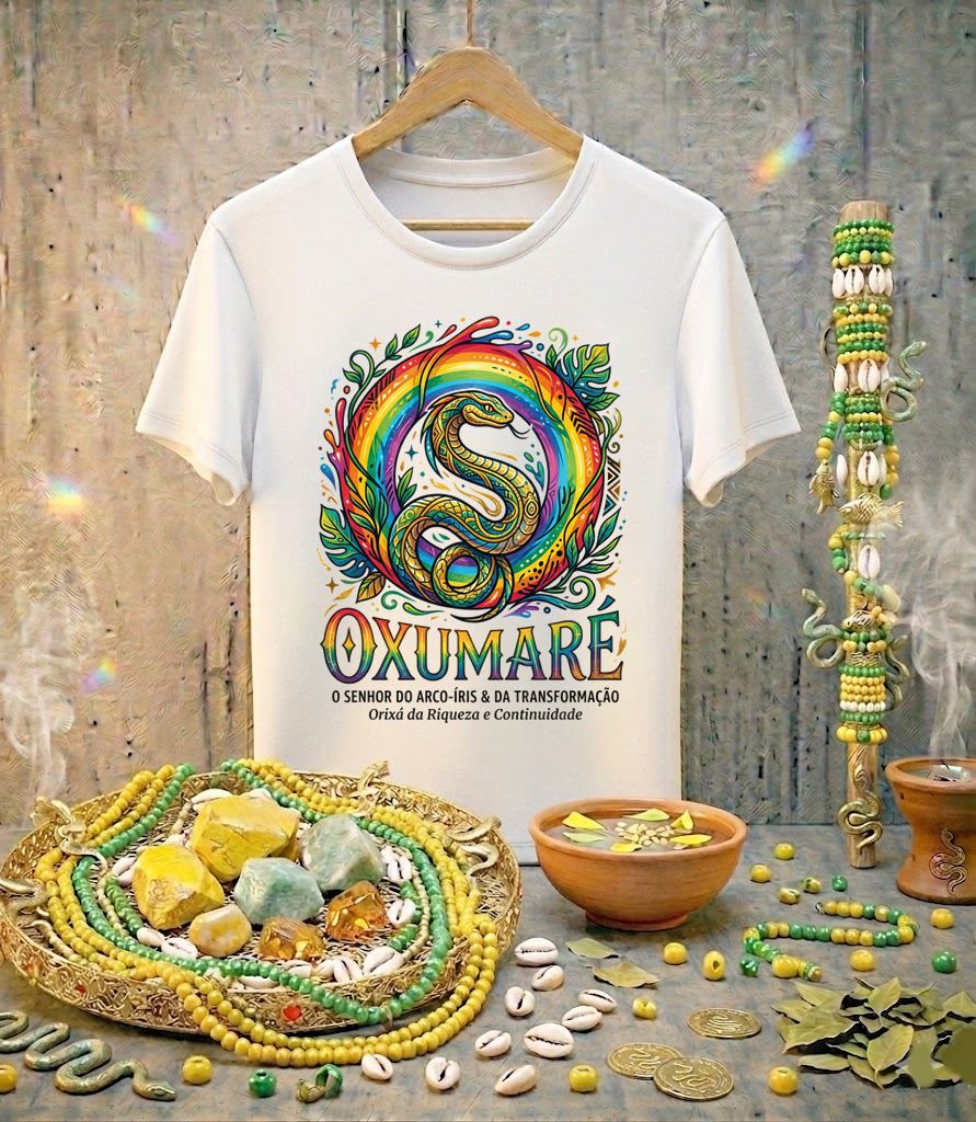 Camiseta Oxumaré Orixá da Riqueza e Continuidade - Algodão 100% Premium
