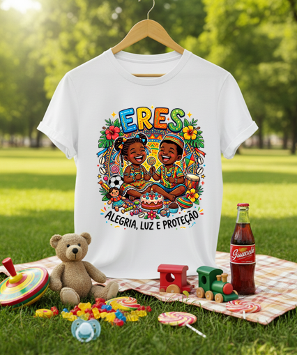 Camiseta Erês Alegria Luz e Proteção Ibejada - Algodão 100% Premium