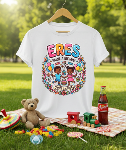 Camiseta Erês Salve a Ibejada Doces e Alegria - Algodão 100% Premium
