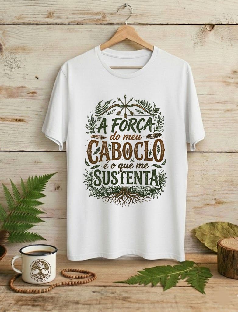Camiseta A Força do meu Caboclo é o que me Sustenta - Algodão 100% Premium