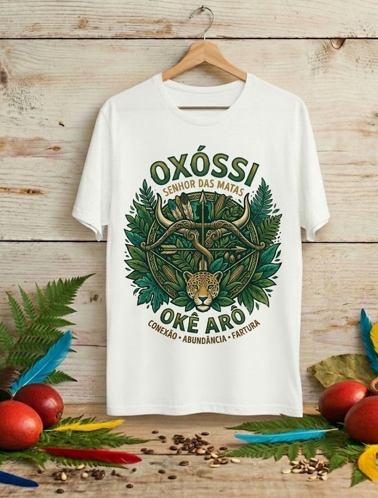 Camiseta Oxóssi Senhor das Matas Conexão e Fartura - Algodão 100% Premium