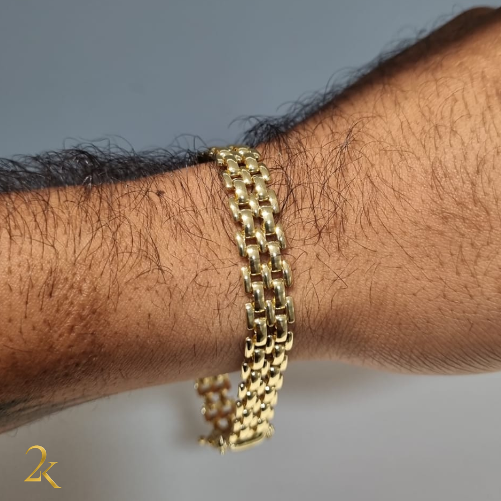 Pulseira Elo Americano 8mm Banhado a Ouro 18k