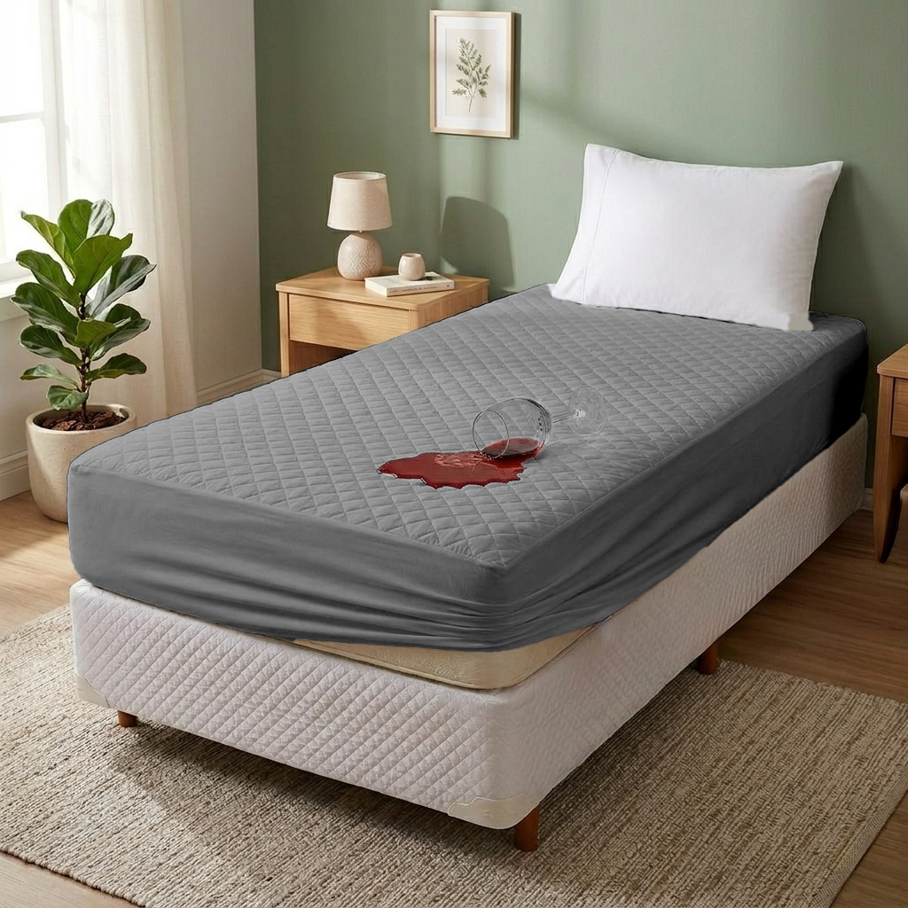 Protetor Impermeável de Colchão Matelado - Solteiro Cinza