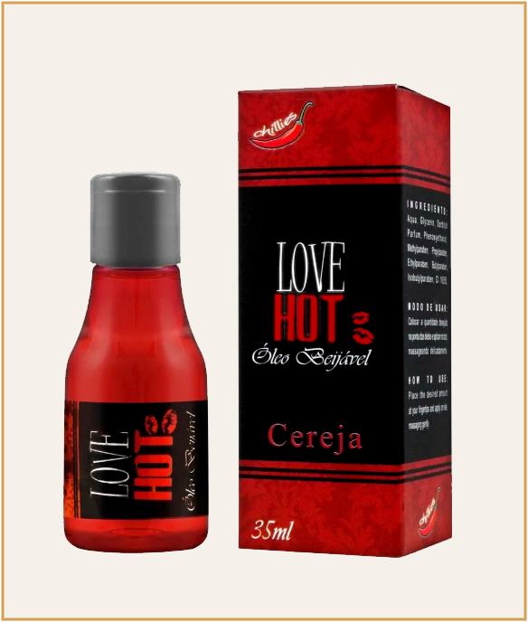 Produto: Gel Beijável Love Hot Cereja: Óleo Excitante que Esquenta 35ml