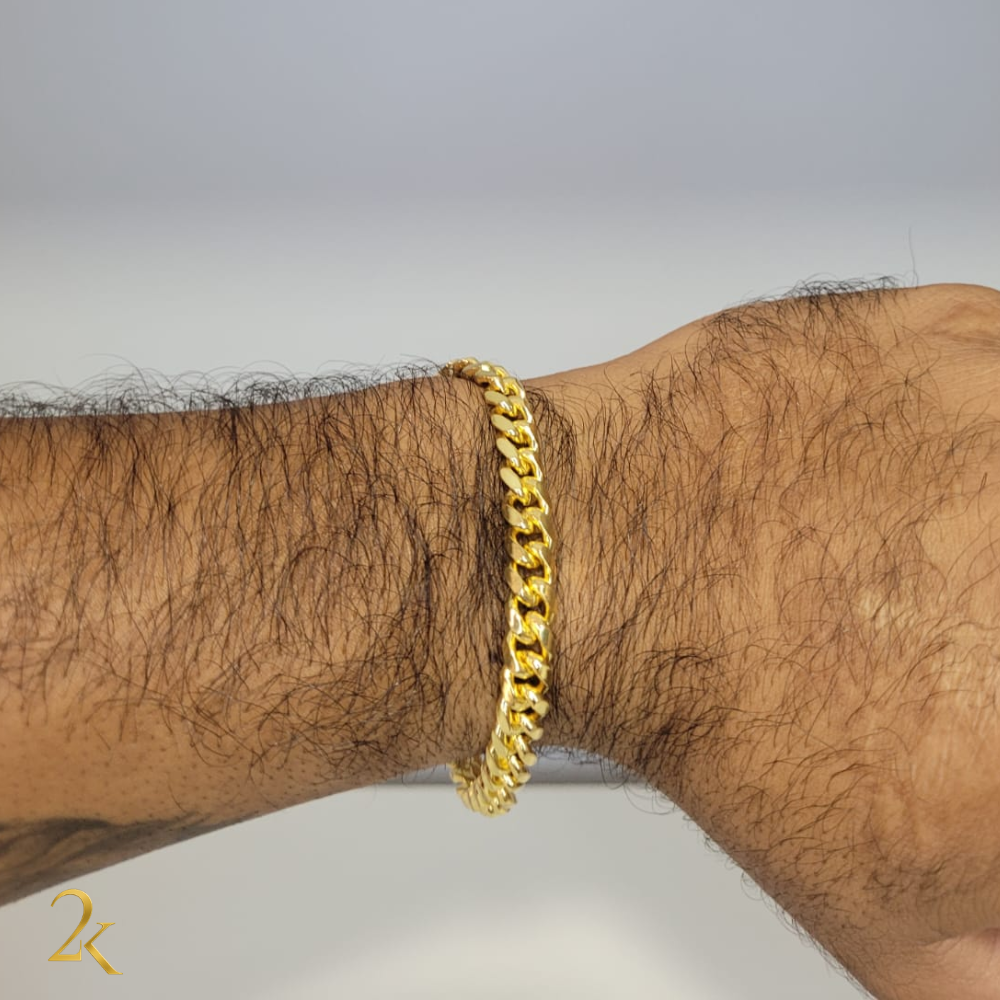 Pulseira Cubana 8mm Banhada a Ouro 18k