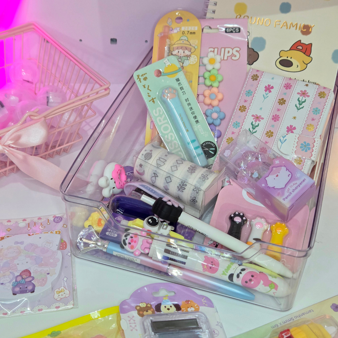 Kit de Papelaria Fofa Bolinhas Sortidas - LEIA A DESCRIÇÃO