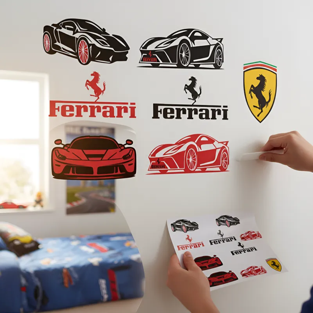 Adesivos Paredes / Móveis  Quarto Menino  Carros Esportivo Luxo Velocidade Kit