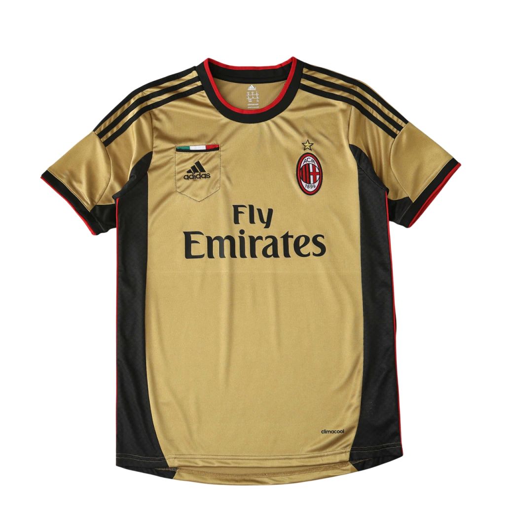 Camisa Milan Retrô Titular 2013/2014 Torcedor Adidas Masculina Dourada