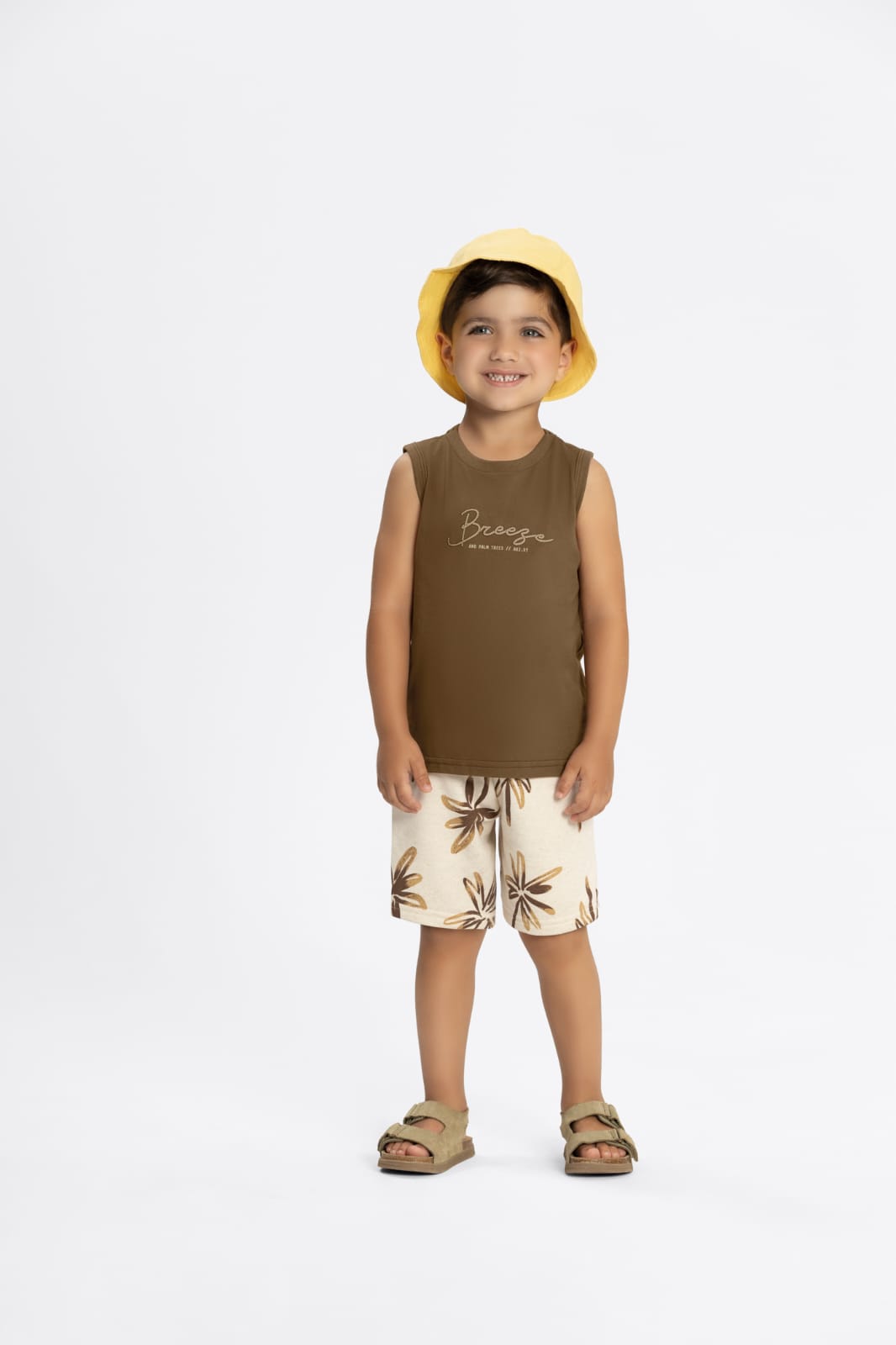 Conjunto regata com bermuda estampa coqueiro