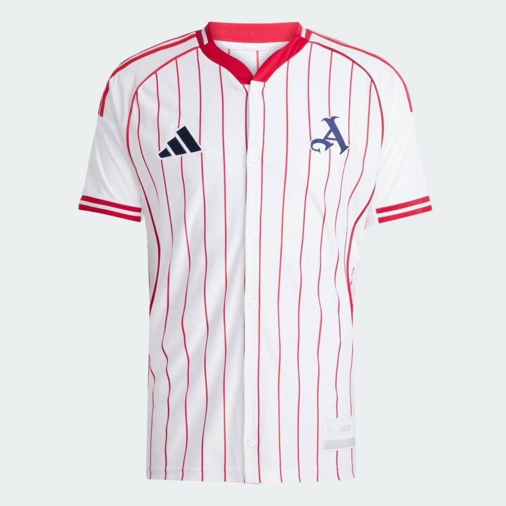Camisa Arsenal FC Baseball 25/26 Torcedor Masculina Branca