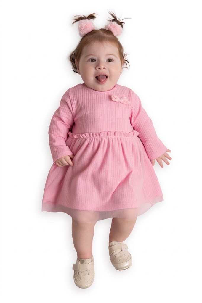 Body Vestido Bebê Menina Ribana 6x3 com Tule
