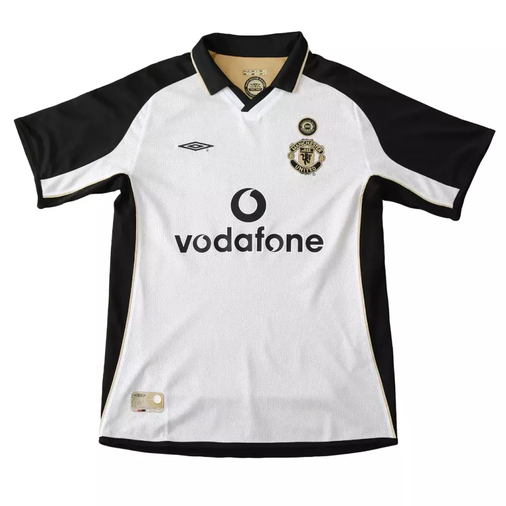 Camisa Manchester United Dupla Face 100 Anos Retrô Nike Masculina Branca e Dourada