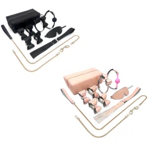 Kit Bondage com 11 Peças e Laços Rosa.