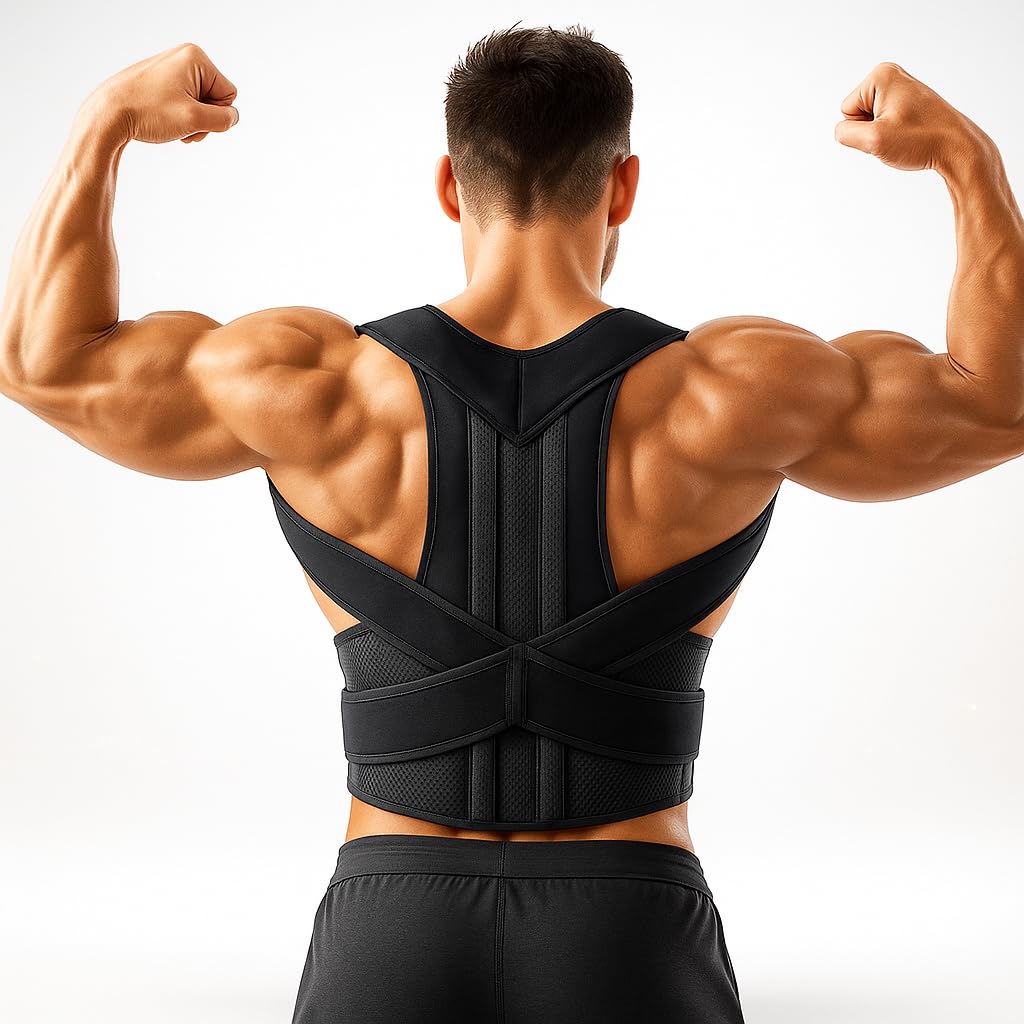 Colete Corretor Postural Ortopédico Unissex Ajustável Premium - Alívio de Dores nas Costas, Lombar e Pescoço, Com Cinta