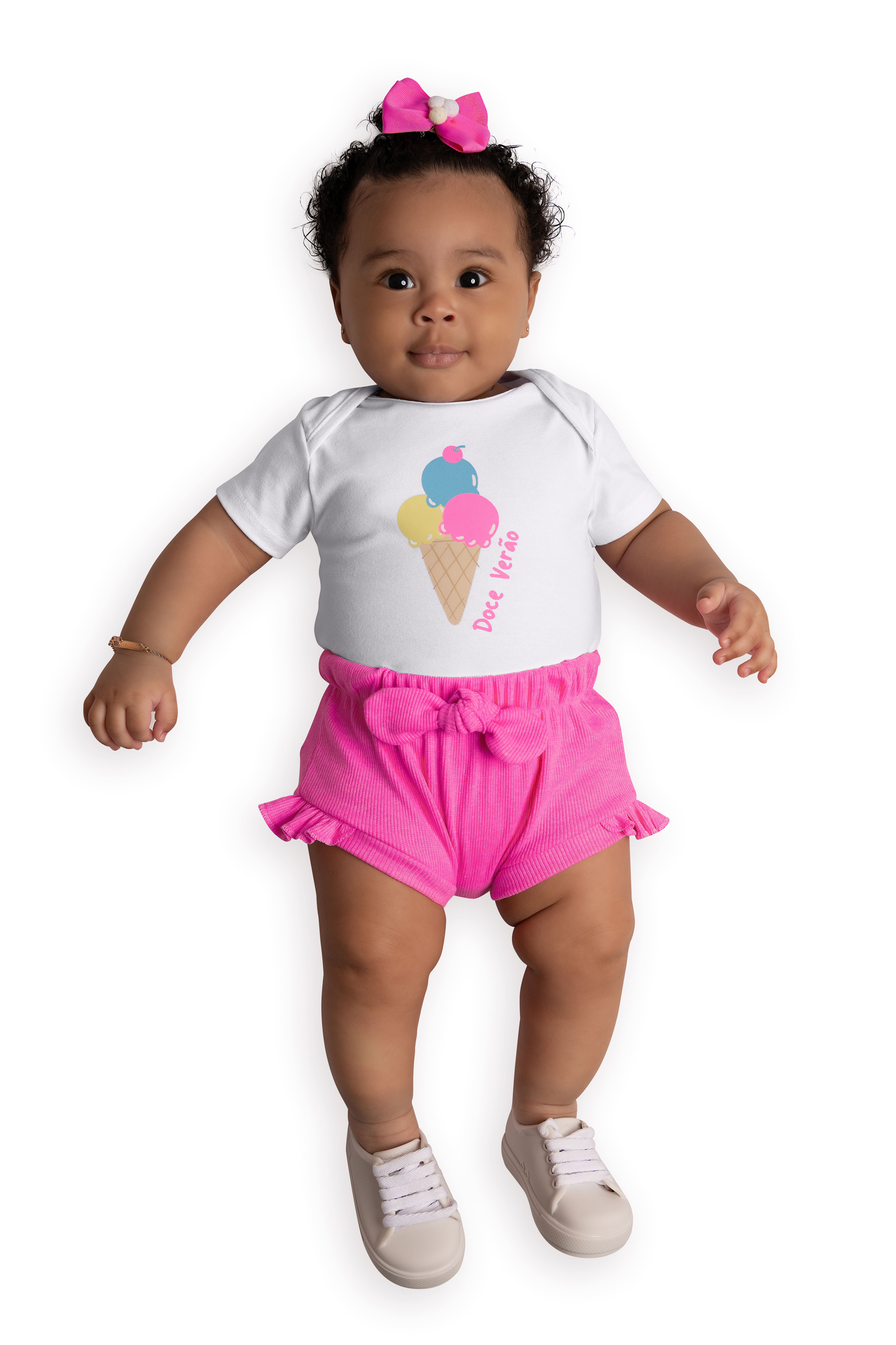 Conjunto Body Cotton Ribana Doce Verão Sorvete