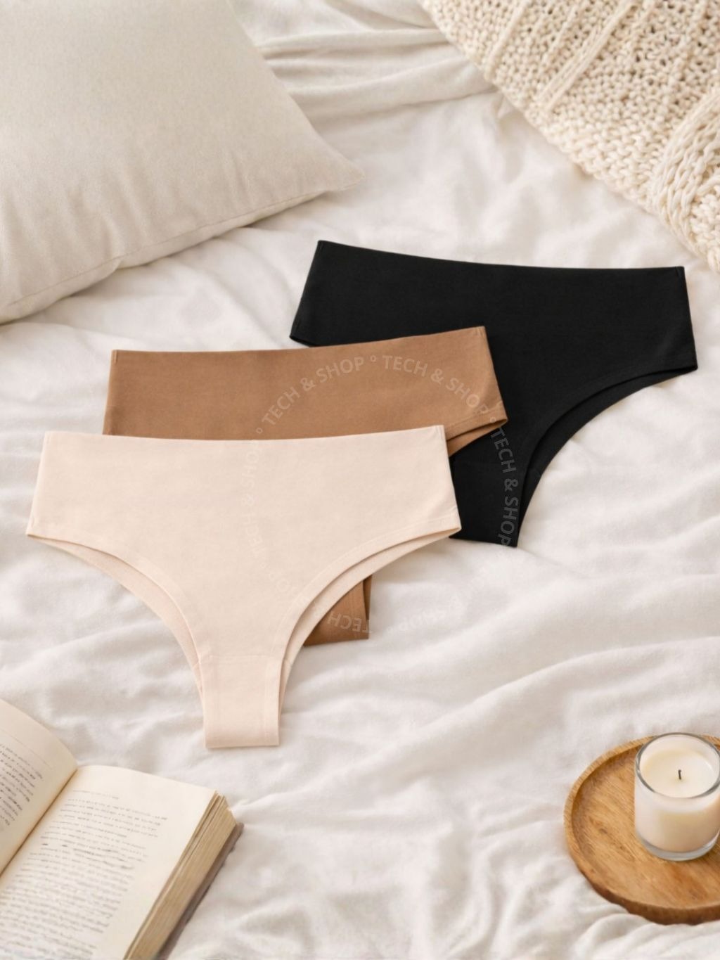 Calcinhas Cós Alto Tanga Sem Costura Macia Confortável Premium
