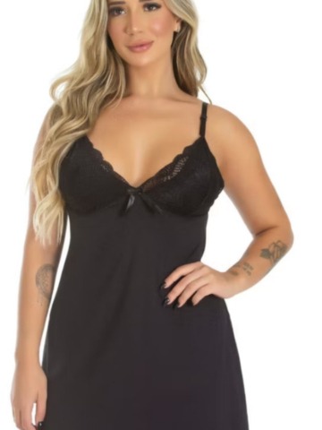 Camisola com renda sem bojo costa nua pijama roupa de dormi costas abertas