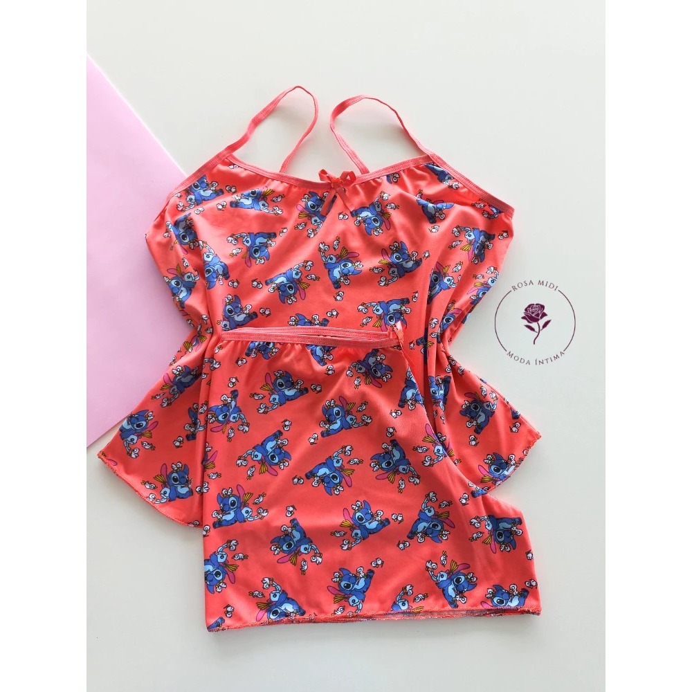 Pijama Feminino Baby Doll Adulto de Personagens em Microfibra