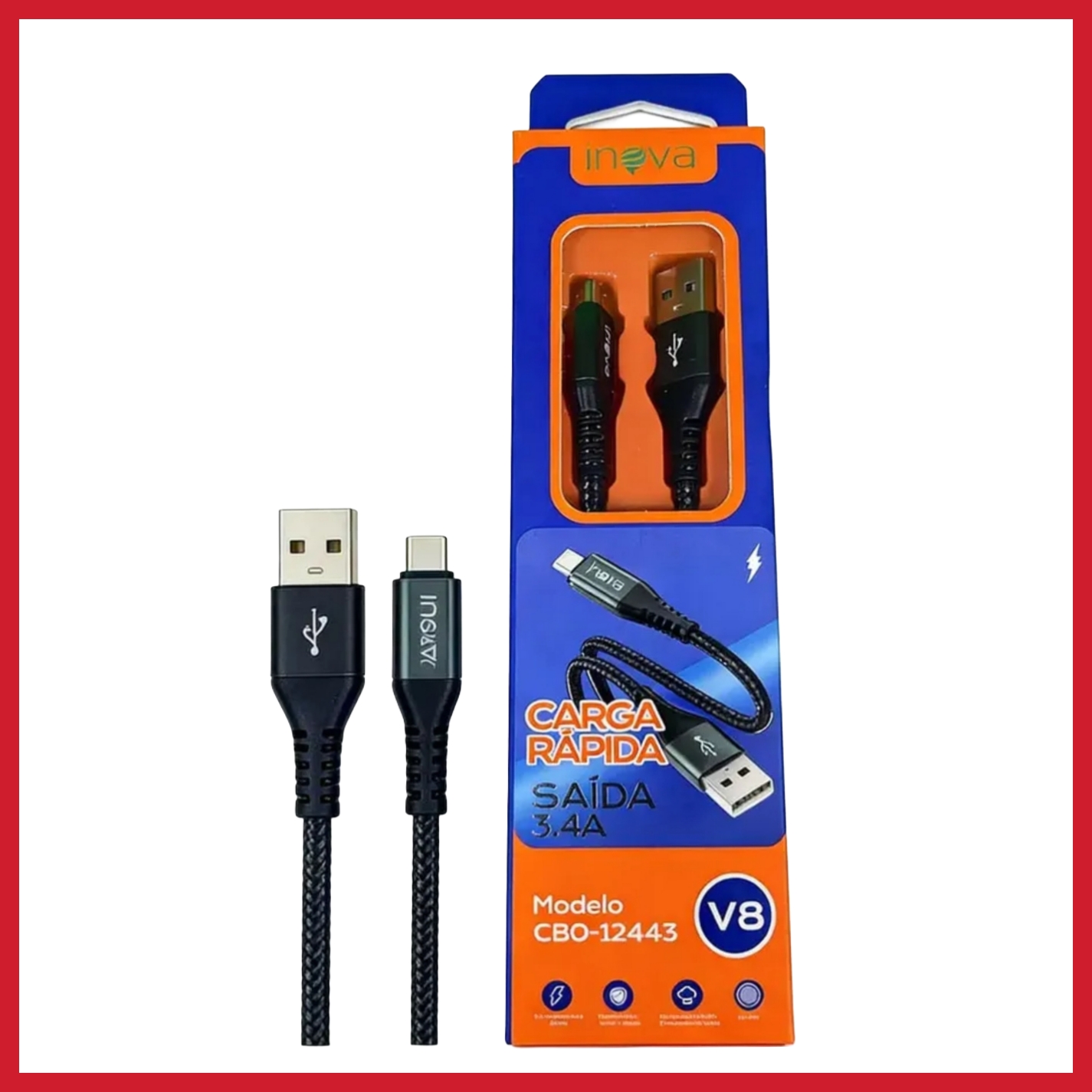 CABO INOVA 3.4A TIPO-C KV-6122