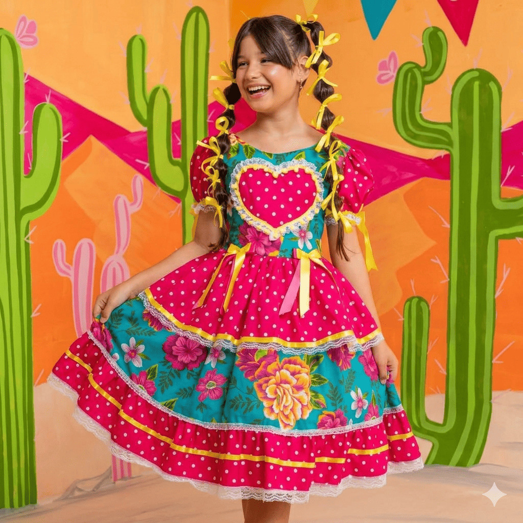 Vestido Festa Junina Luxo Xodó Verde