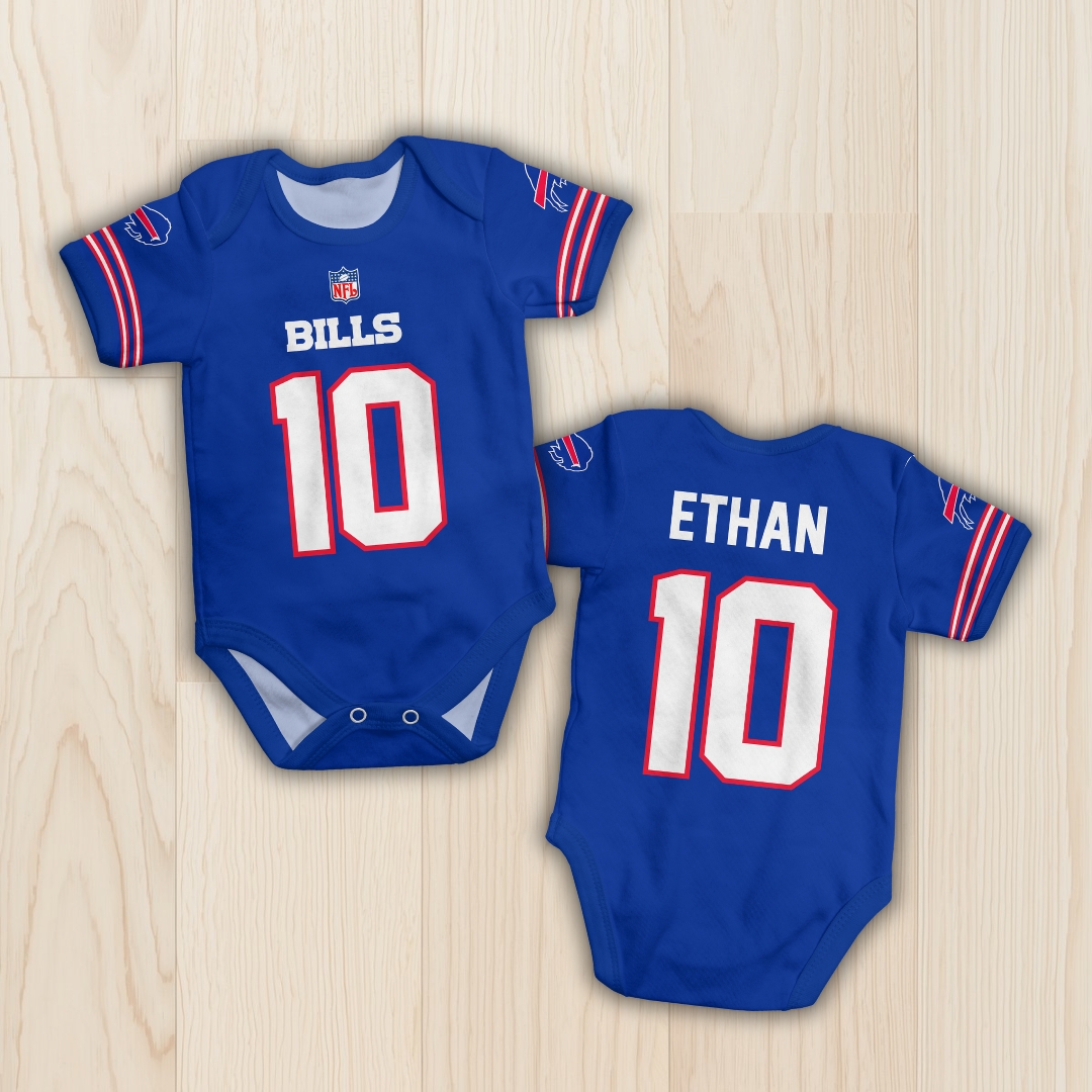Body de bebê - NFL - Buffalo Bills - Azul - Personalizado com nome e número