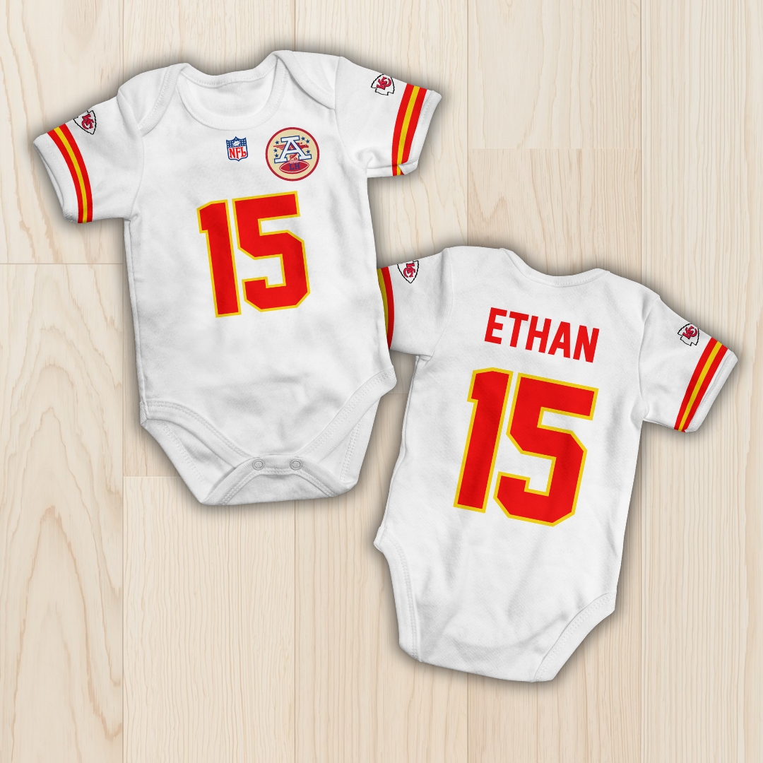 Body de bebê - NFL - Kansas City Chiefs - Branco - Personalizado com nome e número