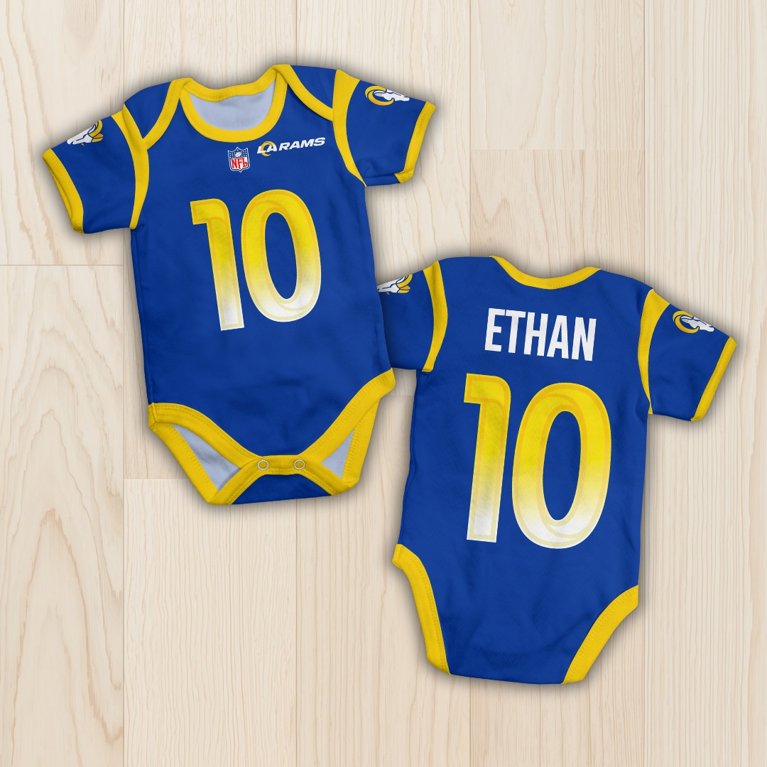 Body de bebê - NFL - LA Rams - Azul - Personalizado com nome e número