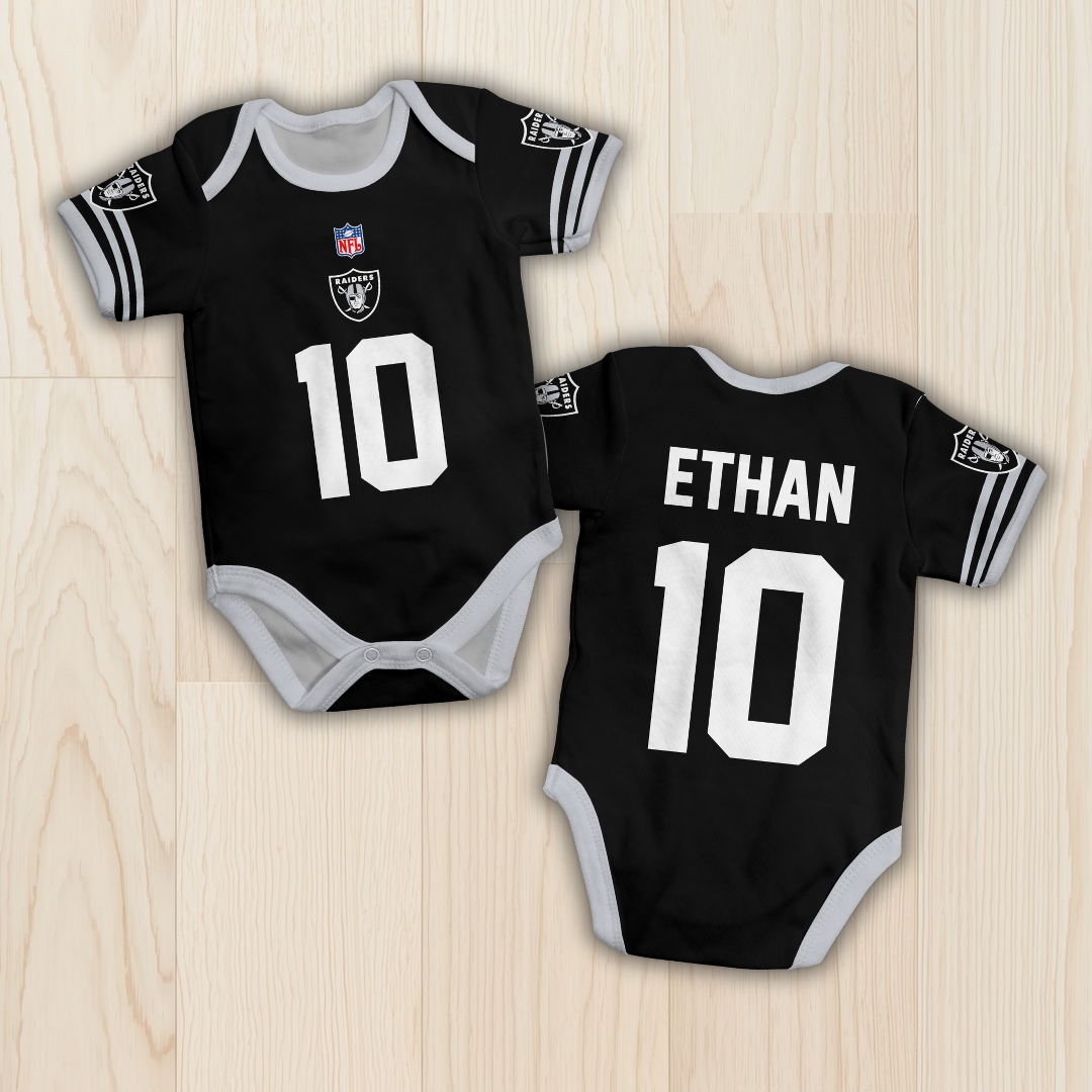 Body de bebê - NFL - Las Vegas Raiders - Preto - Personalizado com nome e número
