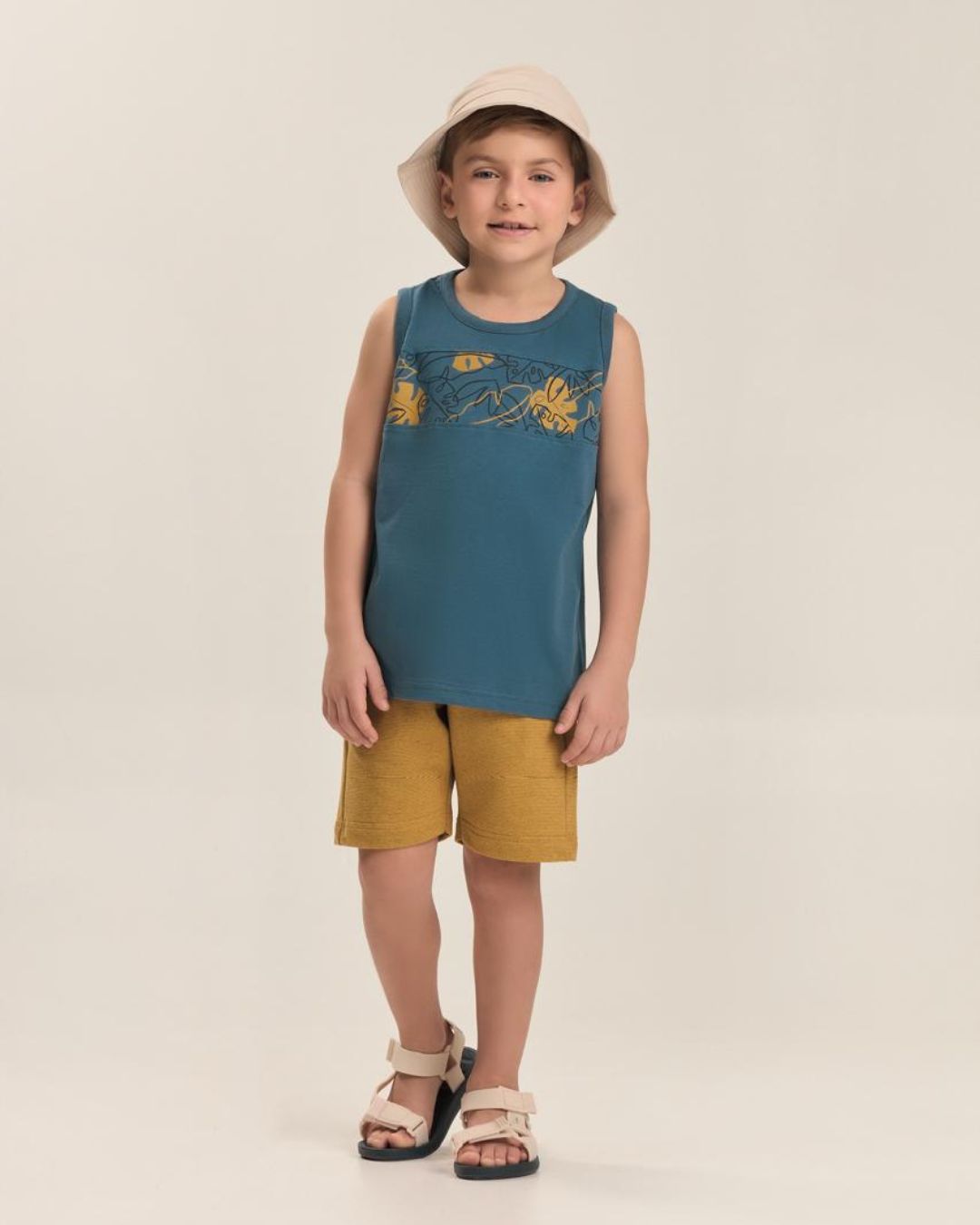 Conjunto regata malha + bermuda moletinho diferenciado