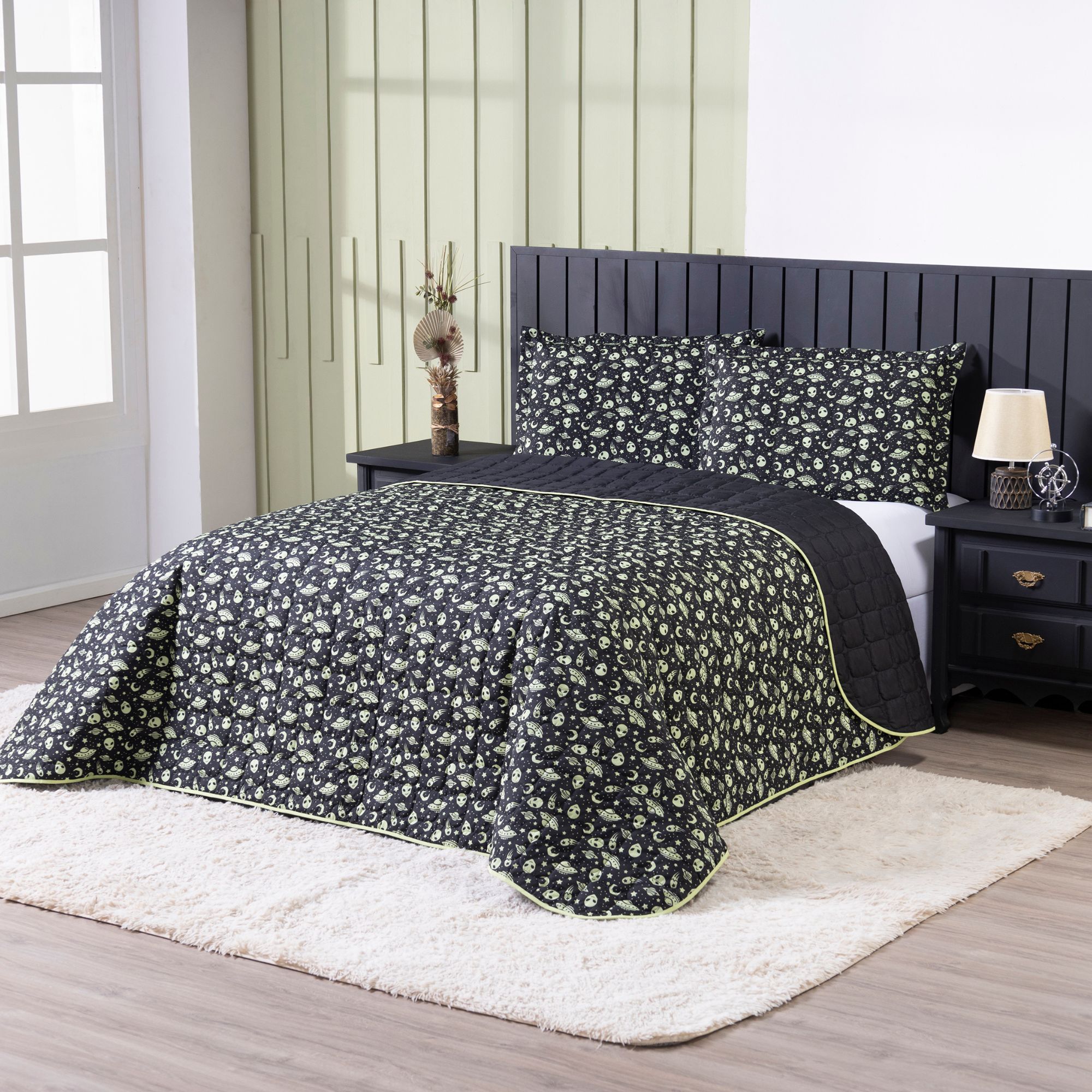 Colcha Cobre Leito Casal Queen ET Dupla Face Todo Matelado 3 Peças Infantil Cobreleito Estampado