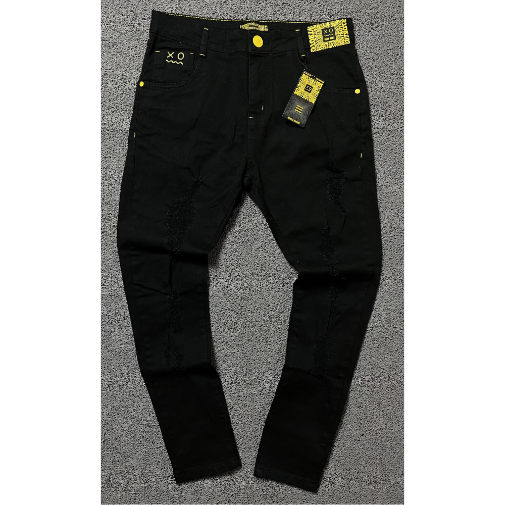 Calça jogador Brow Jeans All black com rasgos