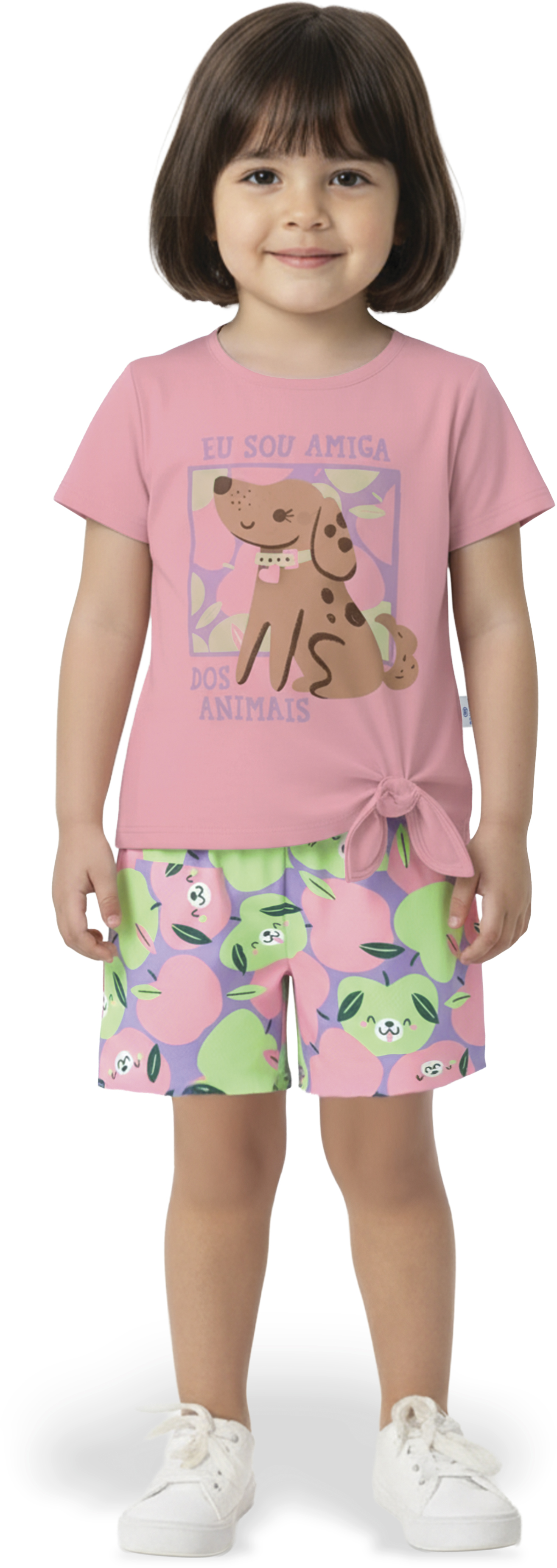 Conjunto Blusa  Sou Amiga dos Animais  e Shorts da Malwee