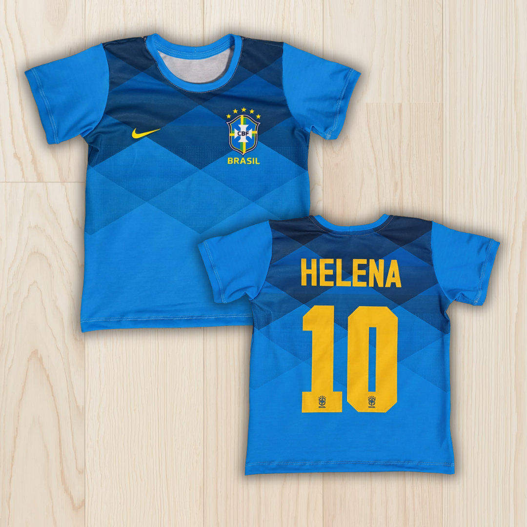 Camiseta infantil Personalizada - Seleção Brasileira - Brasil Azul