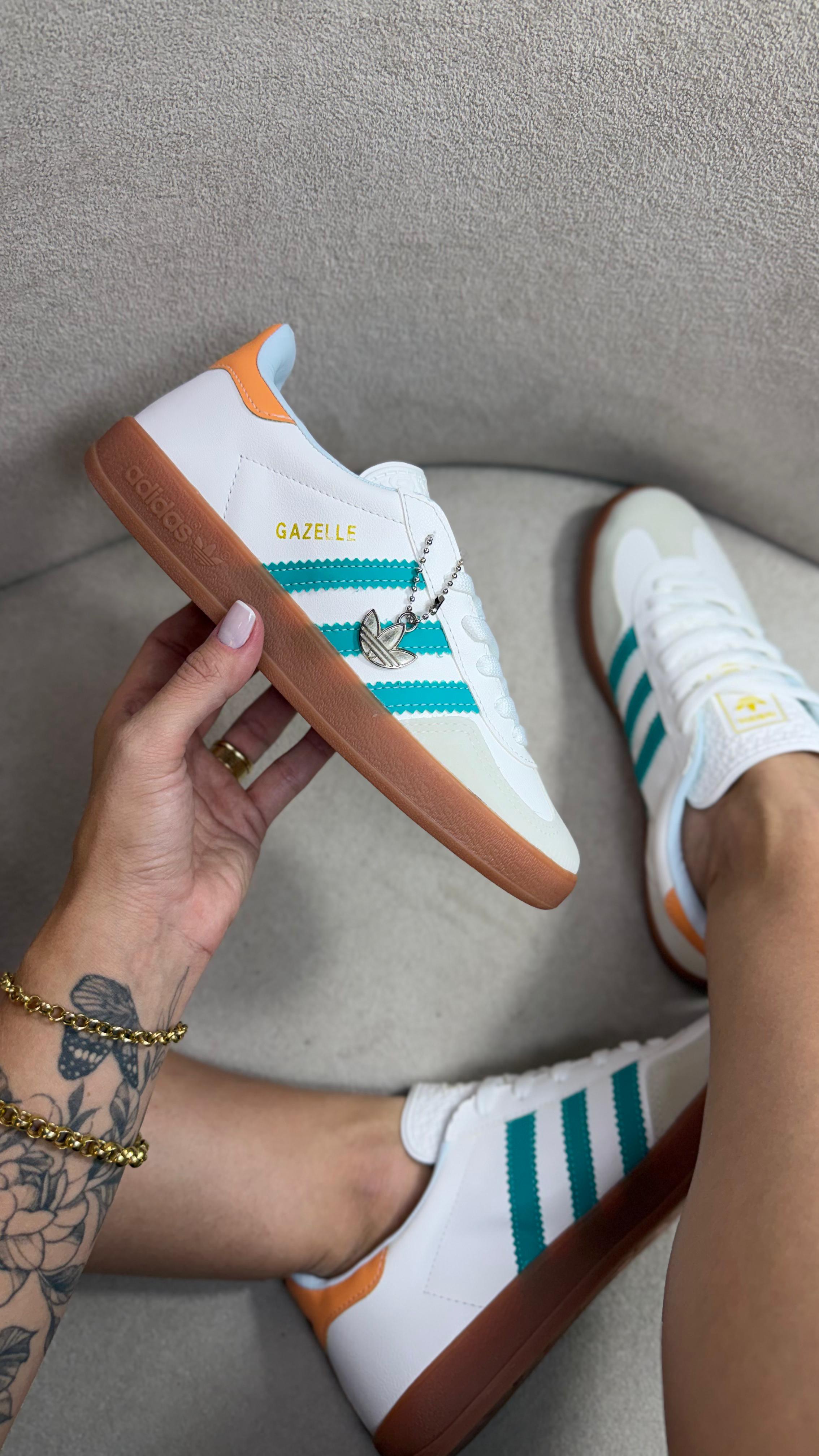 Adidas Gazelle Branco Verde Laranja