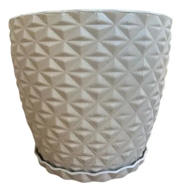 Vaso Para Planta Decorativo Redondo Diamante Pp Com Prato